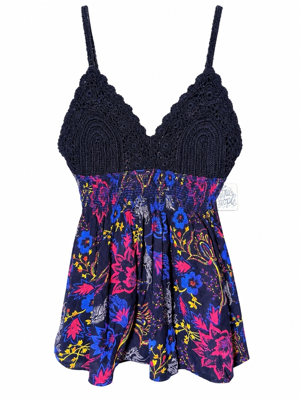 NWT- Free People- crocheted and fabric tank top- size L